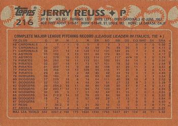1988 Topps #216 Jerry Reuss Back