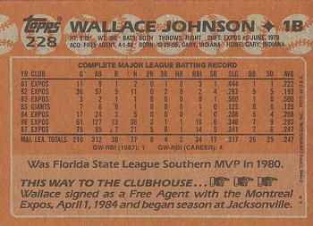 1988 Topps #228 Wallace Johnson Back