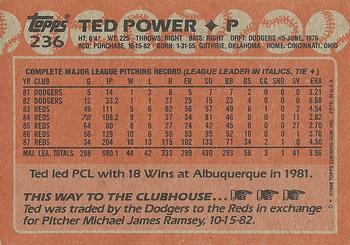 1988 Topps #236 Ted Power Back