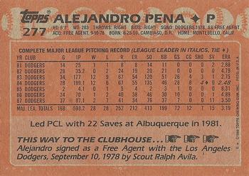 1988 Topps #277 Alejandro Pena Back