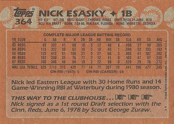 1988 Topps #364 Nick Esasky Back