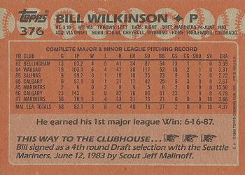 1988 Topps #376 Bill Wilkinson Back