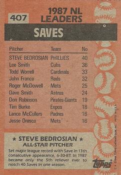 1988 Topps #407 Steve Bedrosian Back