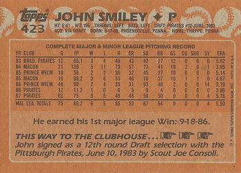 1988 Topps #423 John Smiley Back