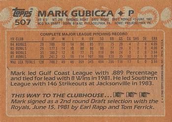 1988 Topps #507 Mark Gubicza Back