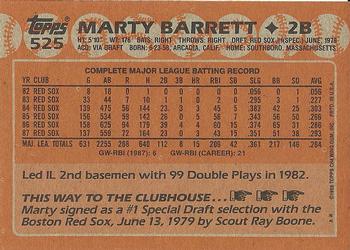 1988 Topps #525 Marty Barrett Back