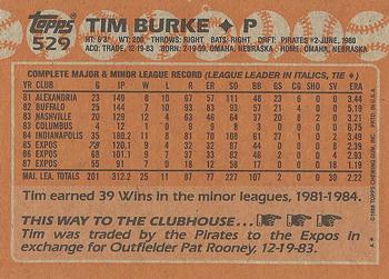 1988 Topps #529 Tim Burke Back