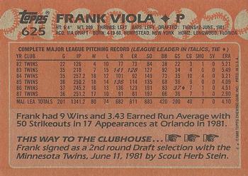 1988 Topps #625 Frank Viola Back