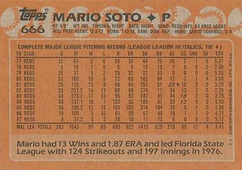 1988 Topps #666 Mario Soto Back