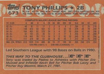1988 Topps #673 Tony Phillips Back