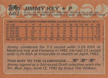 1988 Topps #682 Jimmy Key Back