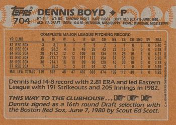 1988 Topps #704 Dennis Boyd Back
