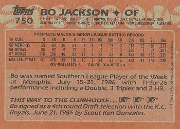 1988 Topps #750 Bo Jackson Back