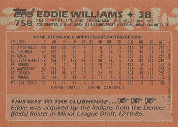 1988 Topps #758 Eddie Williams Back