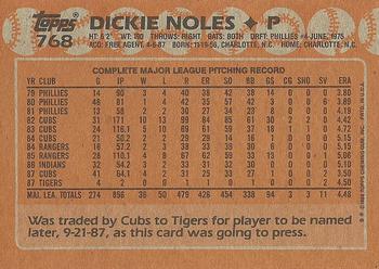1988 Topps #768 Dickie Noles Back