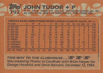 1988 Topps #792 John Tudor Back