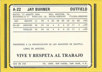 1988-89 BYN Puerto Rico Winter League #22 Jay Buhner Back