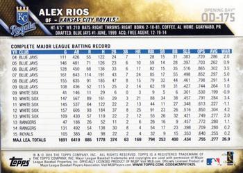 2016 Topps Opening Day - Blue Foil #OD-175 Alex Rios Back