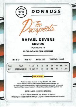 2016 Donruss - The Prospects #TP8 Rafael Devers Back