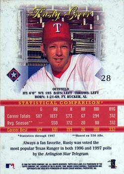 1998 Topps Gold Label #28 Rusty Greer Back