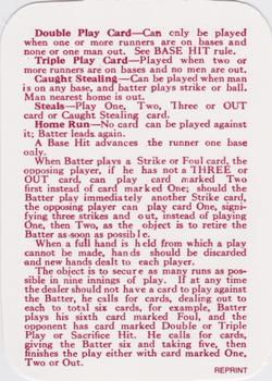 1913 National Game (WG5) (reprint) #NNO Rules Card Back