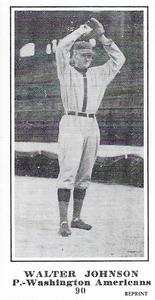 1916 Sporting News (M101-5) Reprint #90 Walter Johnson Front