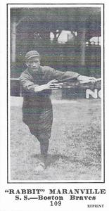 1916 Sporting News (M101-5) Reprint #109 Rabbit Maranville Front