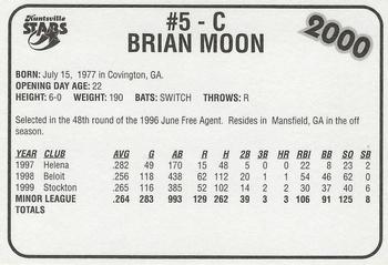 2000 Burger King Huntsville Stars #NNO Brian Moon Back
