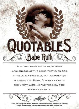 2016 Leaf Babe Ruth Collection - Quotables #Q-03 Babe Ruth Back