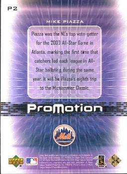 2000 Upper Deck Pros & Prospects - ProMotion #P2 Mike Piazza  Back