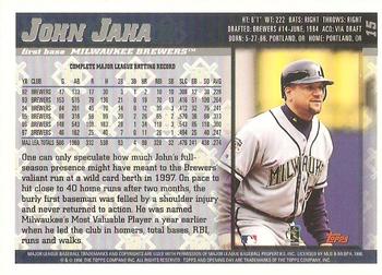 1998 Topps Opening Day #15 John Jaha Back