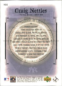 2000 Upper Deck Yankees Legends - The New Dynasty #ND2 Graig Nettles  Back