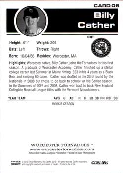 2010 Choice Worcester Tornadoes #06 Billy Cather Back