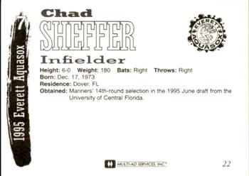 1995 Multi-Ad Everett AquaSox #22 Chad Sheffer Back