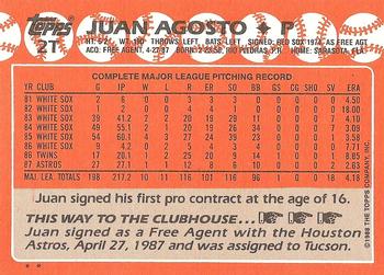1988 Topps Traded #2T Juan Agosto Back