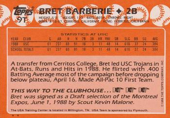 1988 Topps Traded #9T Bret Barberie Back
