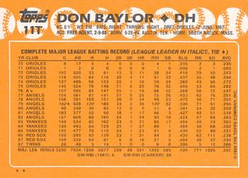 1988 Topps Traded #11T Don Baylor Back