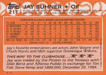 1988 Topps Traded #21T Jay Buhner Back