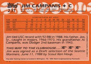 1988 Topps Traded #23T Jim Campanis Back
