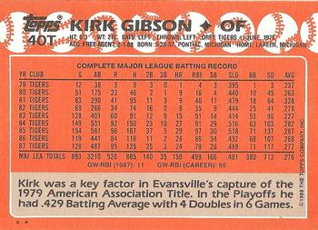 1988 Topps Traded #40T Kirk Gibson Back