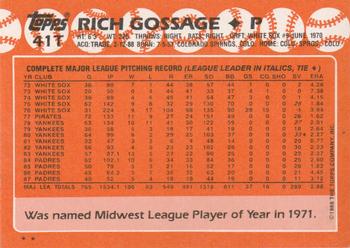 1988 Topps Traded #41T Rich Gossage Back