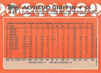 1988 Topps Traded #43T Alfredo Griffin Back