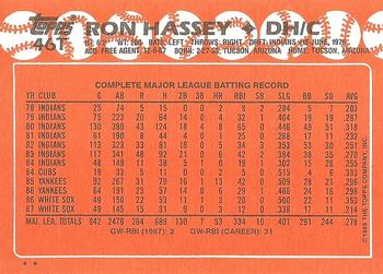 1988 Topps Traded #46T Ron Hassey Back