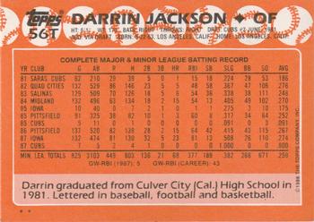 1988 Topps Traded #56T Darrin Jackson Back
