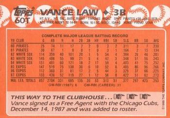 1988 Topps Traded #60T Vance Law Back
