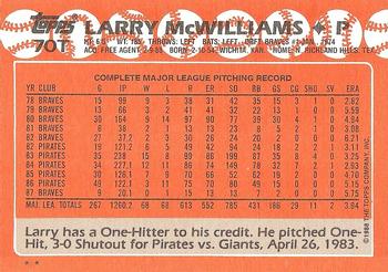 1988 Topps Traded #70T Larry McWilliams Back