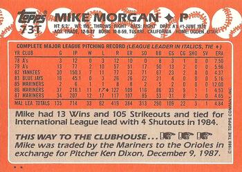 1988 Topps Traded #73T Mike Morgan Back