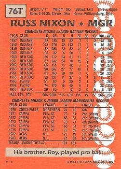 1988 Topps Traded #76T Russ Nixon Back
