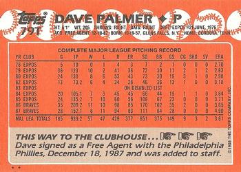 1988 Topps Traded #79T David Palmer Back