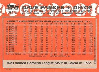 1988 Topps Traded #81T Dave Parker Back